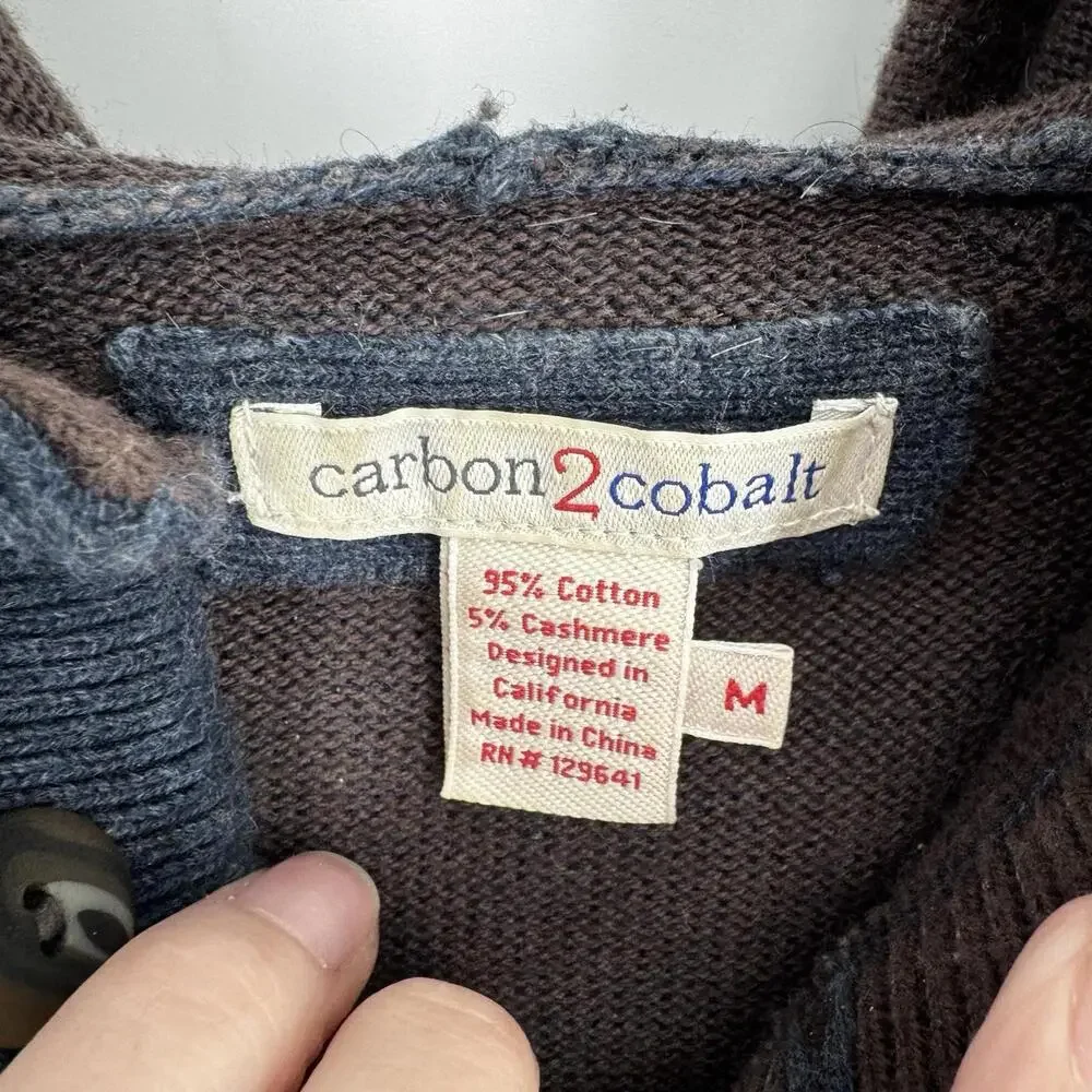 Carbon2Cobalt mens sweater medium M navy blue cotton cashmere hooded casual